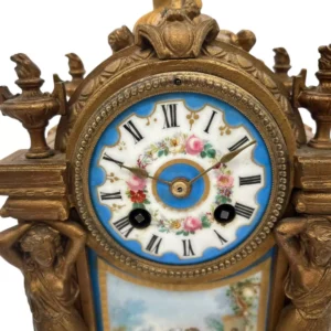 Stunning French Victorian Sevres ormolu 8 day mantel Clock, CA 1860
