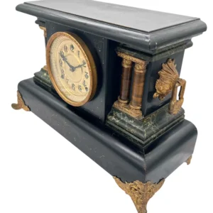 Stunning Antique American Slate Architectural Mantle Clock, ca1895, view 2