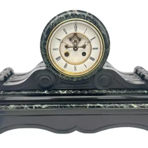 Fabulous Victorian Drum Head Slate & green marble Mantel Clock, ca1870