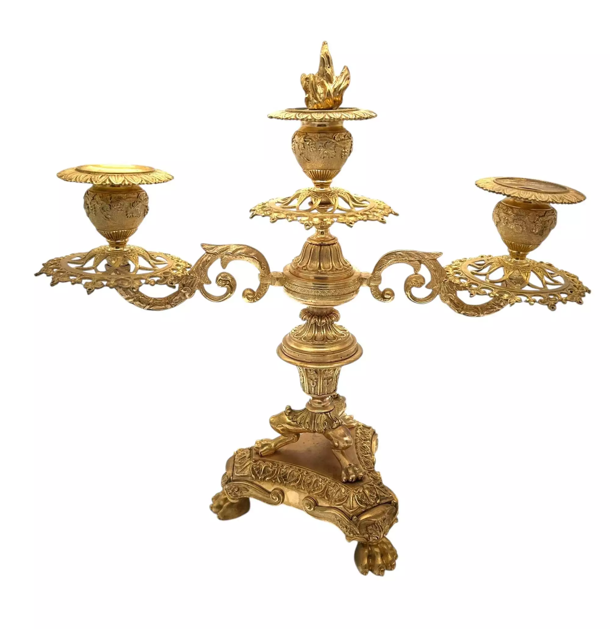 Stunning Antique French Ormolu Bronze 3 Branch Candlelabra Pair, view 6