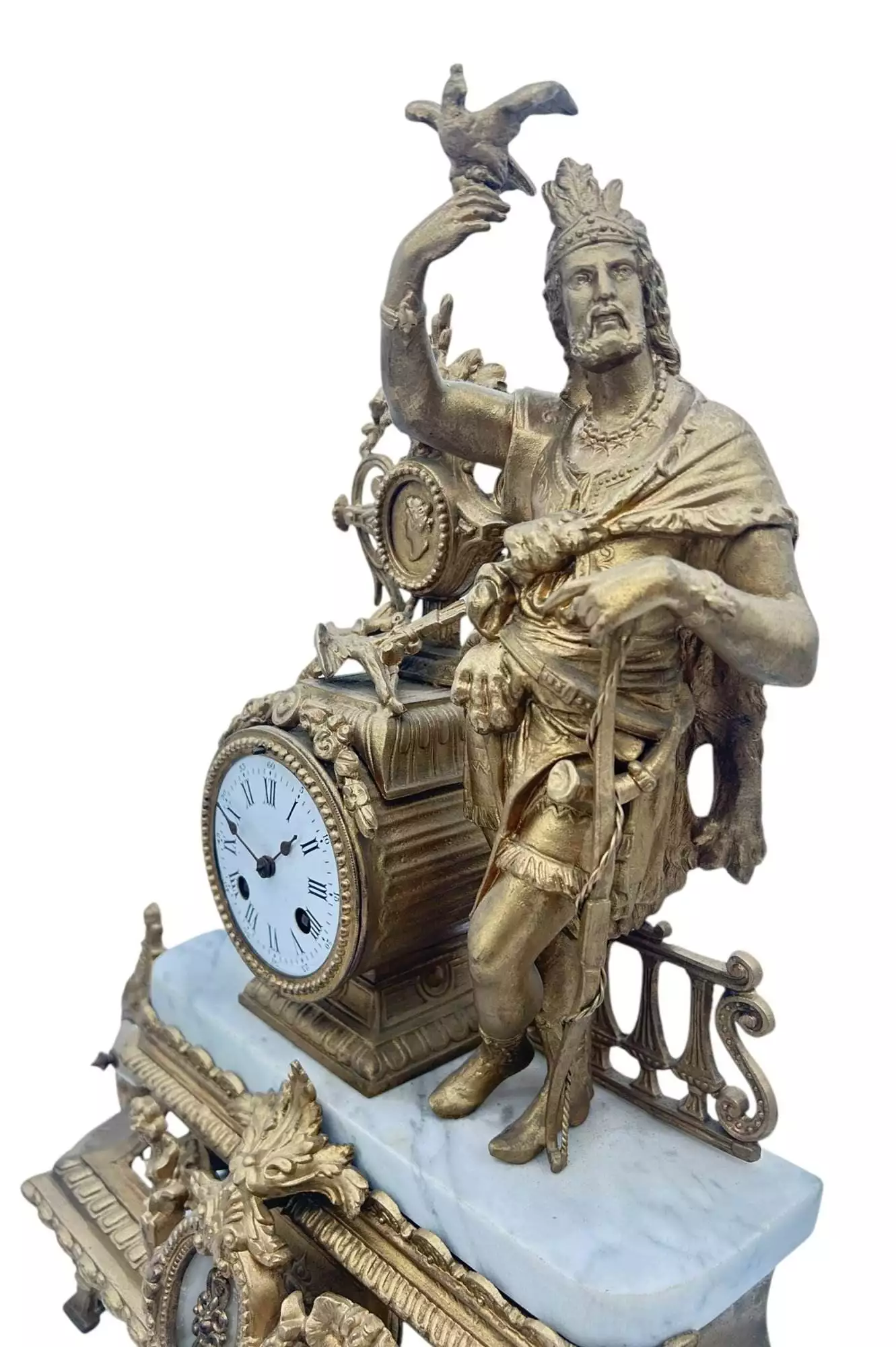 Charming French Gilt Figural Mantel Clock, ca1870, view 3