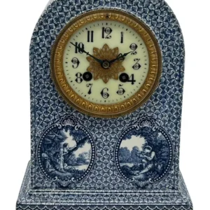 Gorgeous Delftware Studio Pottery Mantel Clock - 8 Day bell striking Pottery Mantel Clock