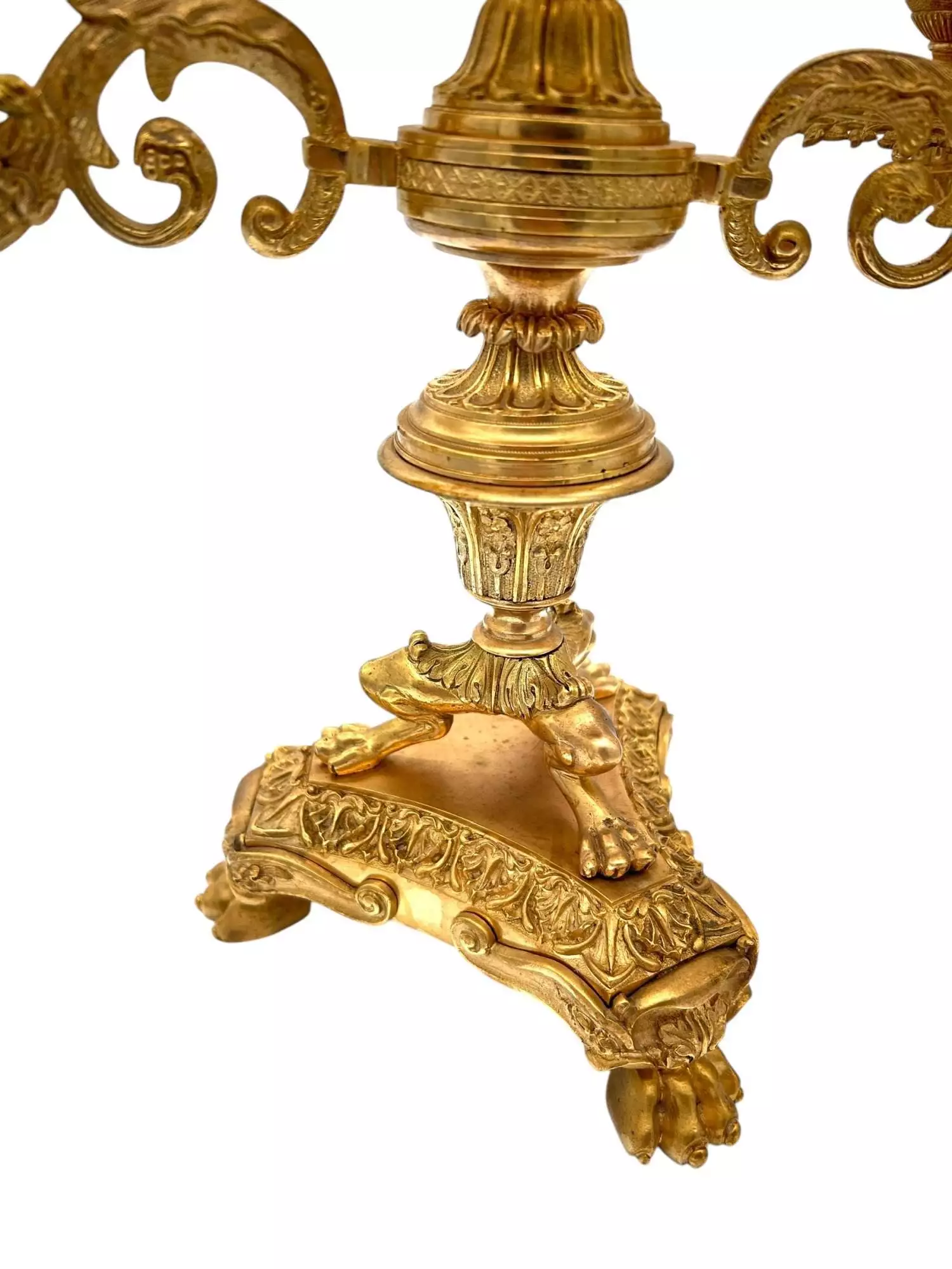 Stunning Antique French Ormolu Bronze 3 Branch Candlelabra Pair, view 7