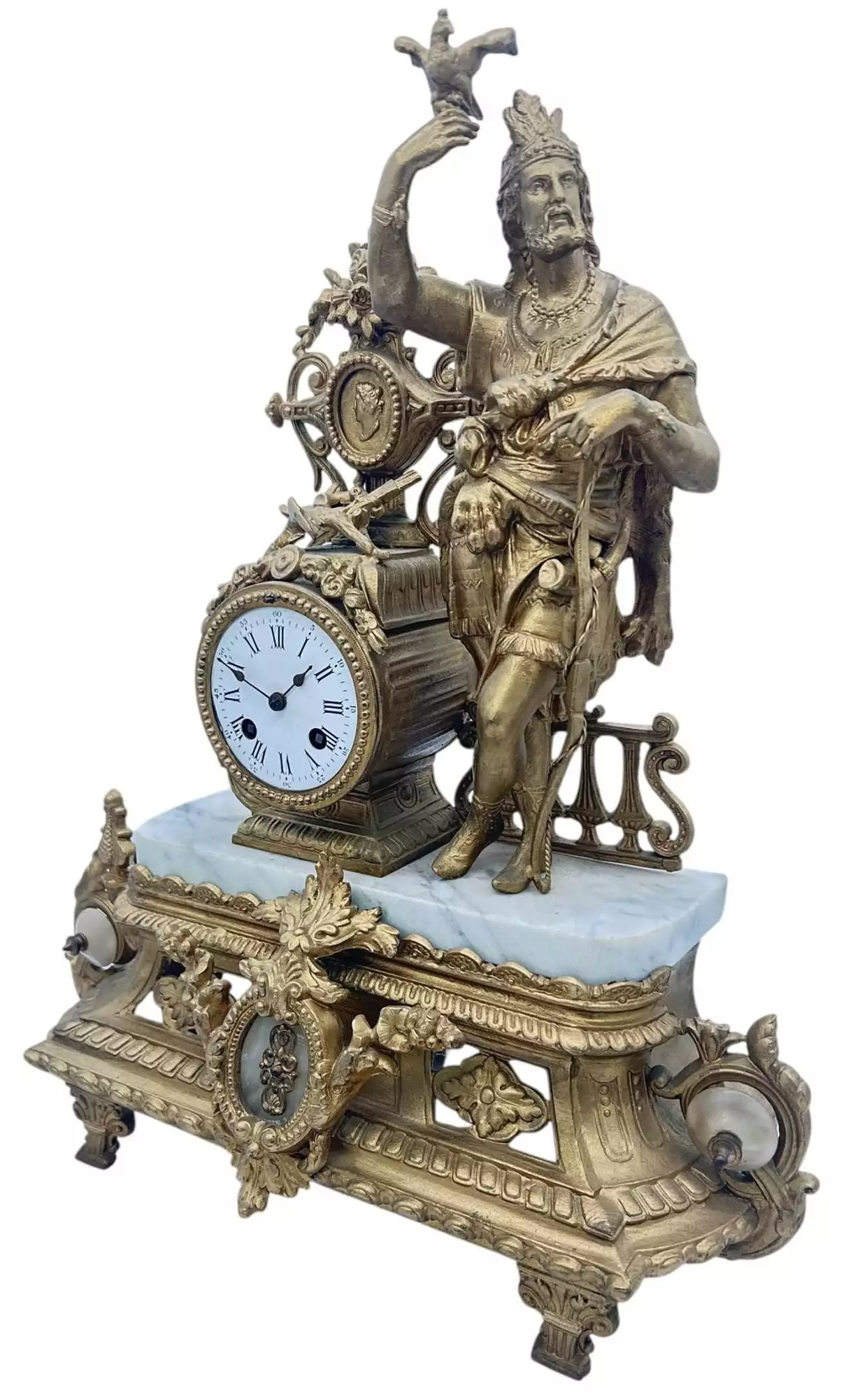 Charming French Gilt Figural Mantel Clock, ca1870, view 4