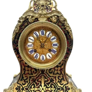 Quality Boulle Inlaid Mantel Clock, Red and Ormolu inlay - 8-Day Mantle Clock, Circa 1860