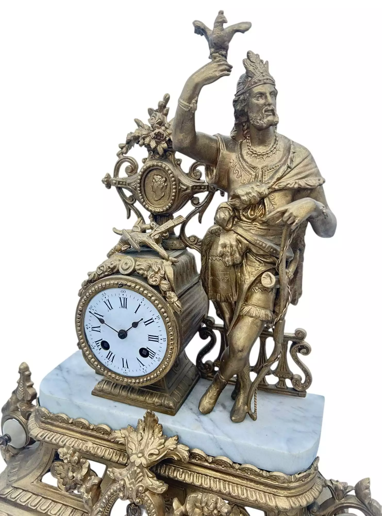Charming French Gilt Figural Mantel Clock, ca1870, view 6
