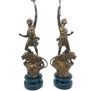 Delightful Ancient Olympian Gilt Figural Clock Garnitures, ca 1890