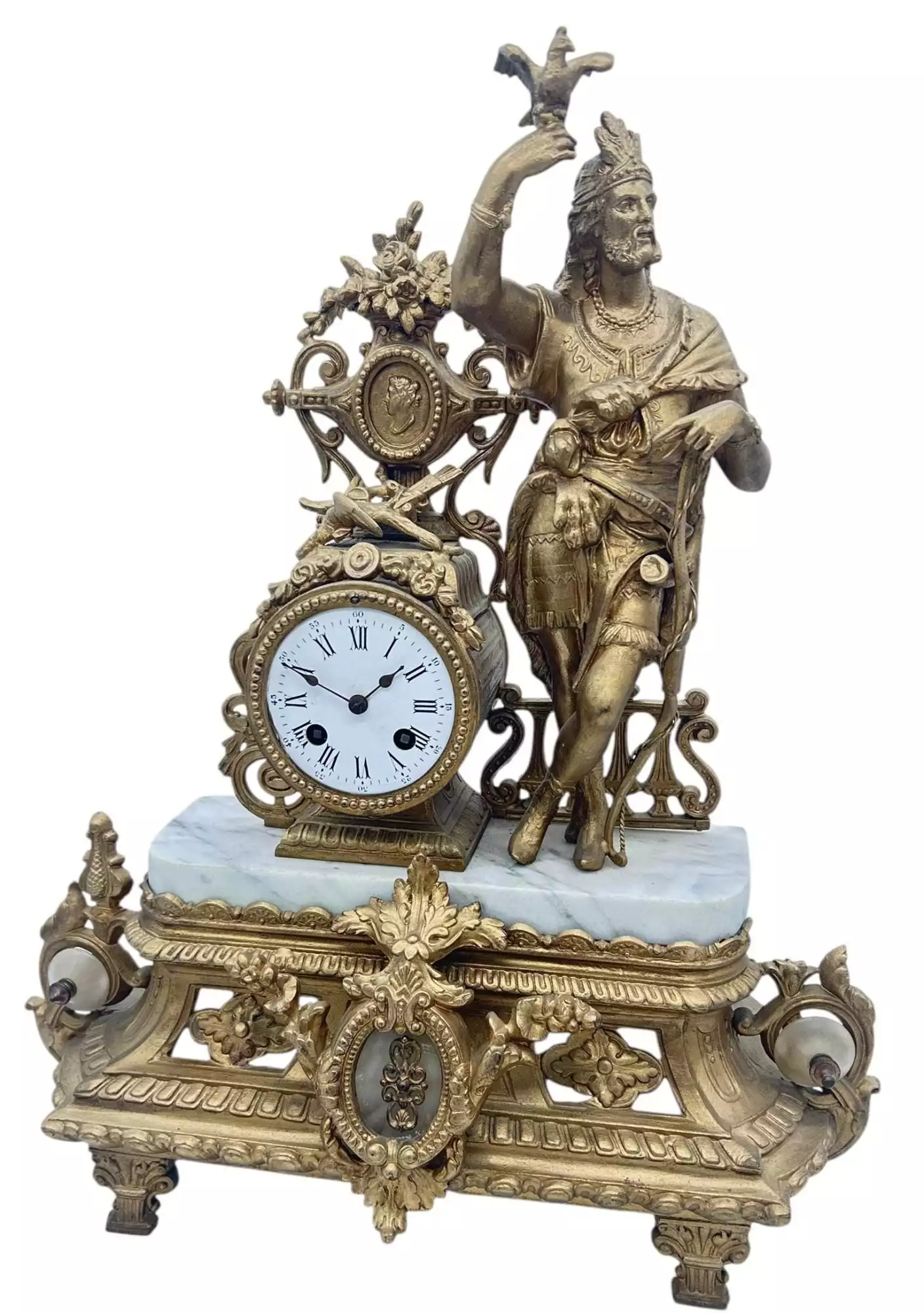 Charming French Gilt Figural Mantel Clock, ca1870, view 2