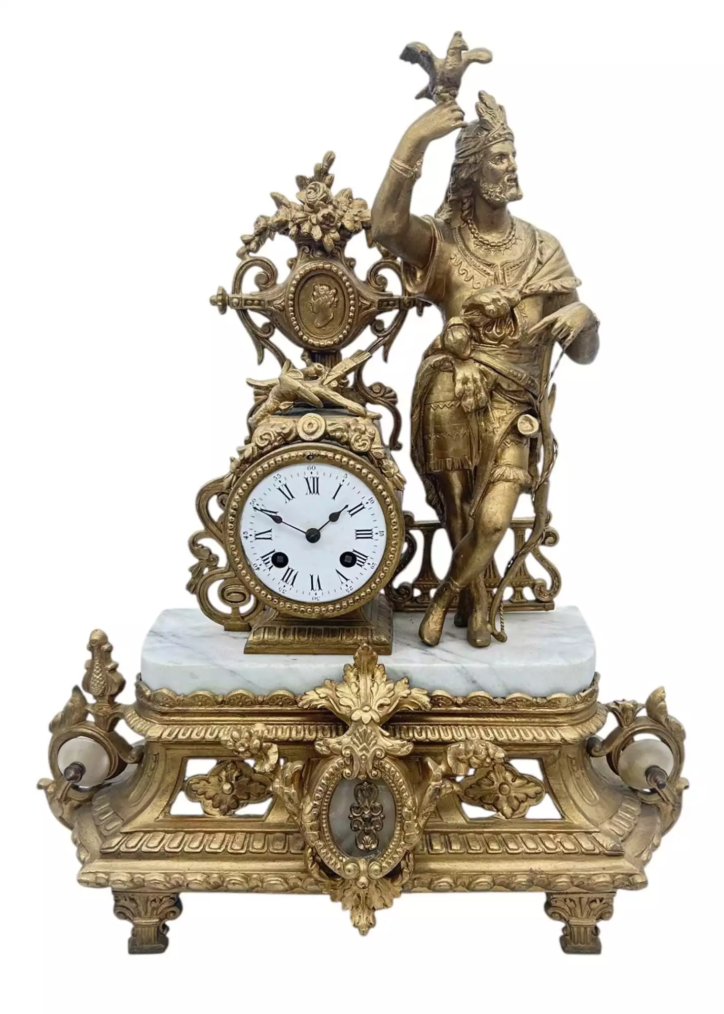 Charming French Gilt Figural Mantel Clock, ca1870