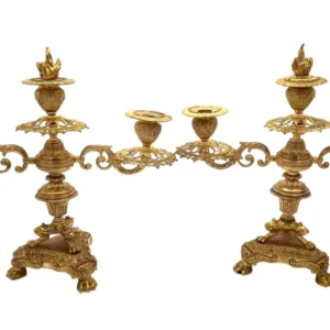 Stunning Antique French Ormolu Bronze 3 Branch Candlelabra Pair