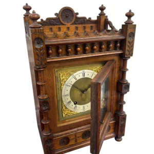 Lovely Arts & Crafts Oak Mantel Clock, ca 1900, view 2