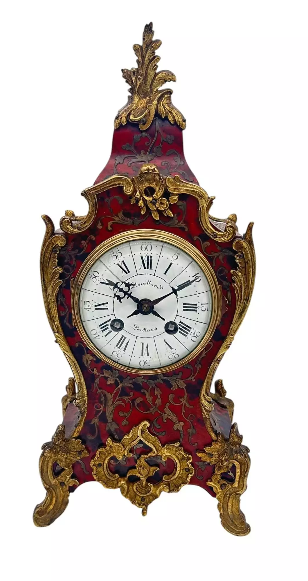 Impressive Antique Edwardian inlaid Art Nouveau Mantel Clock C1905, view 5
