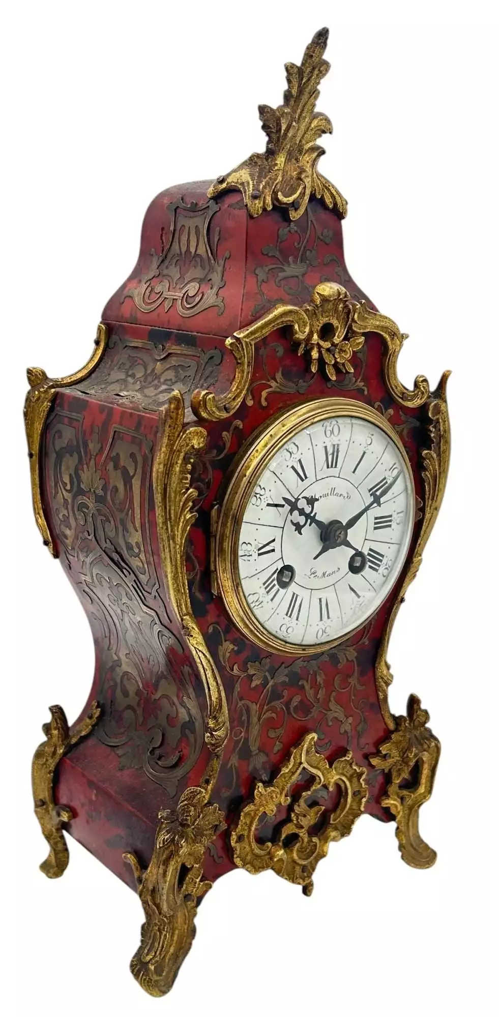 Impressive Antique Edwardian inlaid Art Nouveau Mantel Clock C1905, view 4