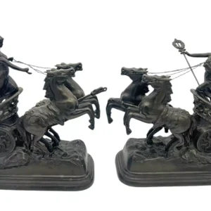 Wonderful Roman Chariots Figural Clock Garnitures, ca 1905