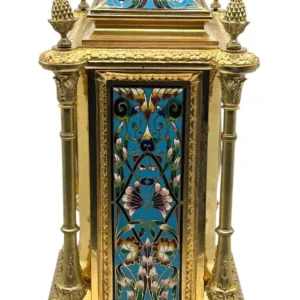 French Bronze Ormolu Champleve Mantel Clock, view 2