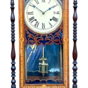 Fantastic Antique Marquetry Case Drop Dial Wall clock, ca1900, view 2