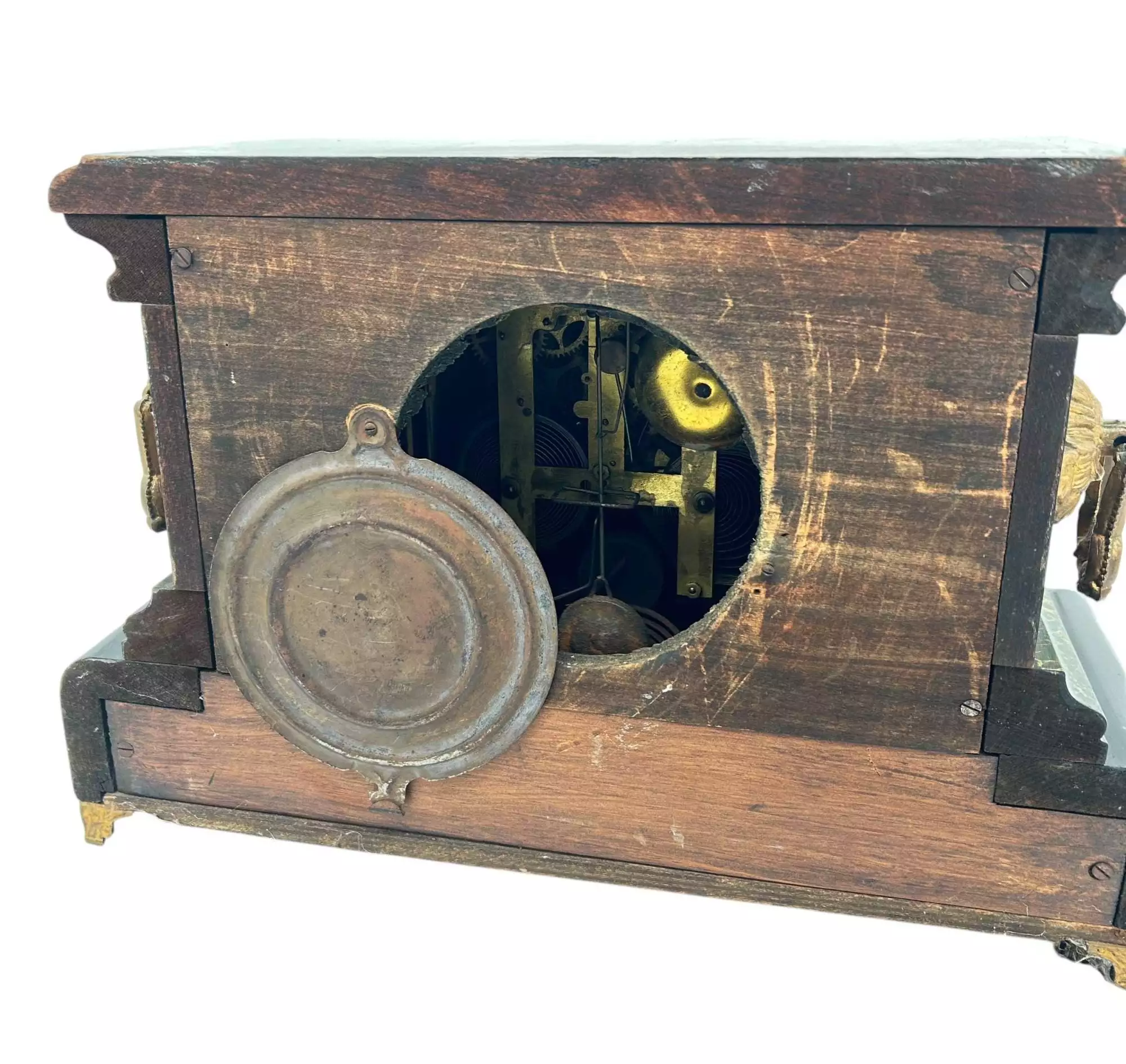 Stunning Antique American Slate Architectural Mantle Clock, ca1895, view 12