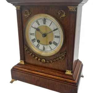 Fine 8-Day Lenzkirch Oak Case Architectural Mantel Clock - ca1900, view 2
