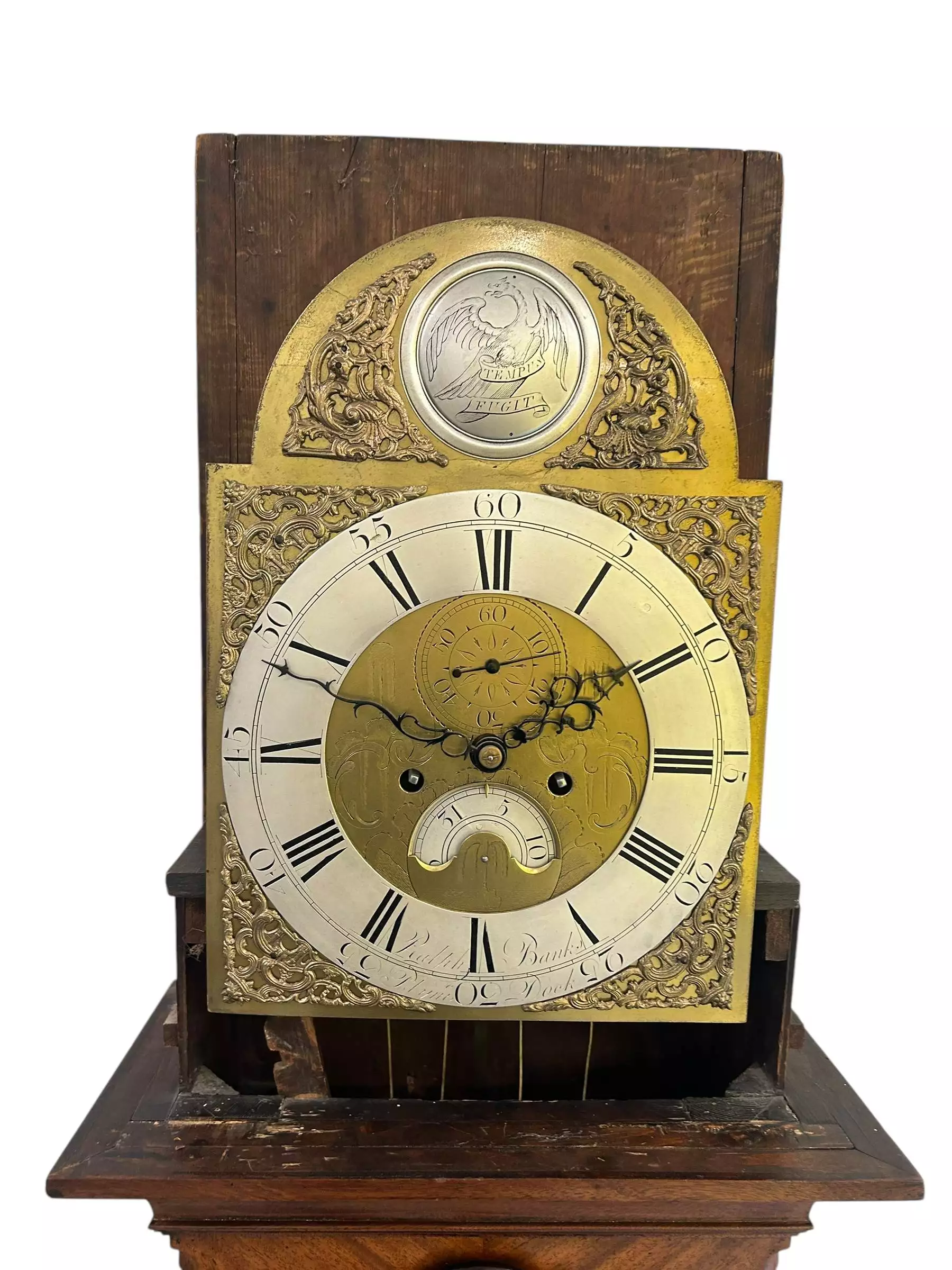 Fabulous “Plymouth Dock Banks” Longcase Clock, ca1810, view 2