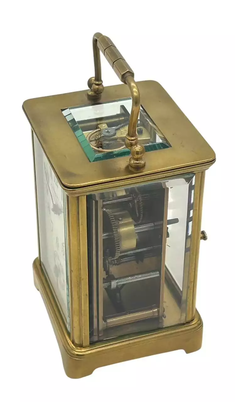 Exquisite Antique French 8 day Carriage clock with Alarm feature, ca 1900, view 4