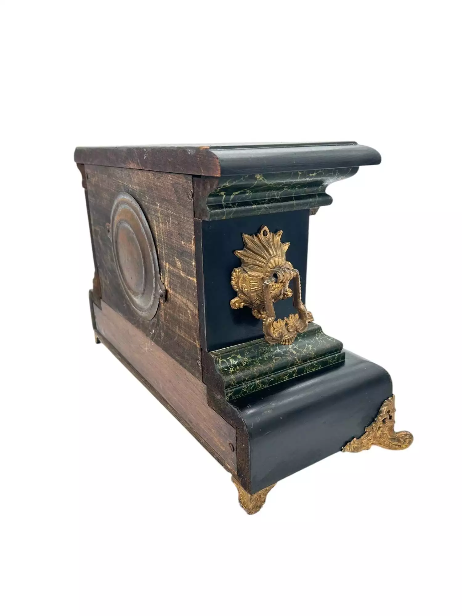 Stunning Antique American Slate Architectural Mantle Clock, ca1895, view 10