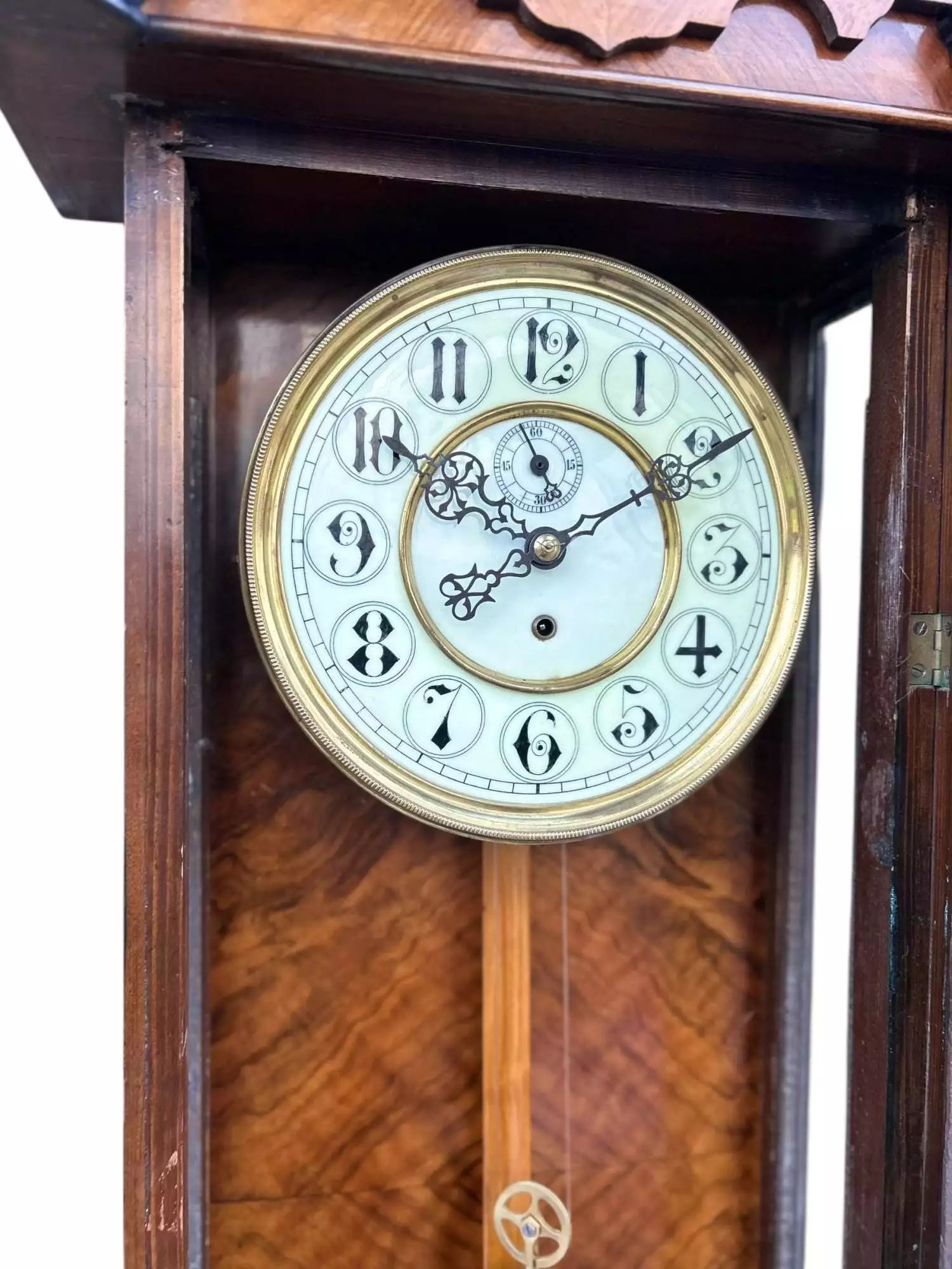 French Beige Antique Hand painted Chinoiserie mantel Clock C1900, view 10