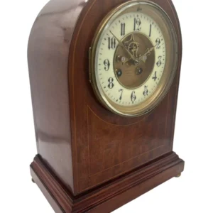 Incredible 8 day French Flame Mahogany mantel clock, ca1900, view 2