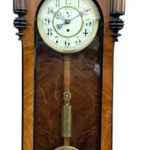 French Beige Antique Hand painted Chinoiserie mantel Clock C1900