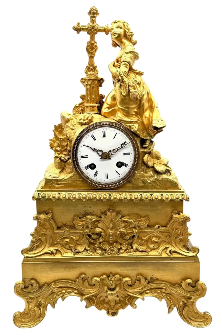 Victorian Ormolu Mantel Clock, French Empire 8-Day Bell Striking Mantle Clock