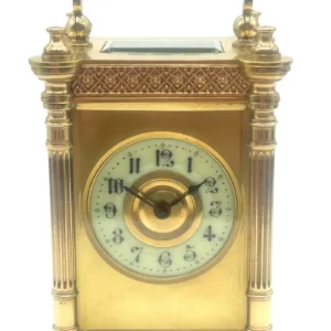 Superb Carriage Clock with fretwork decoration to all sides masked dial, French 8-Day Timepiece Movement.