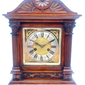 HAC Bracket Clock, Mahogany Cased Architectural Striking Mantel Clock C1900
