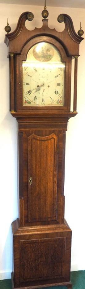 Solid Mahogany & Oak English Longcase Clock, view 3