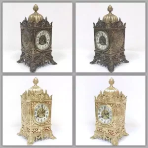 Bronze Ormolu Cubed Shaped Mantel Clock, 8 Day Striking Clock, view 2