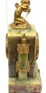 Incredible Deep Red Art Nouveau Bulbous Tulip 5 Branch Candelabra Mantel Clock Set, view 2