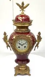 Mahogany Inlaid 8-Day Mantel Clock - French Antique Striking Bracket Clock, view 2
