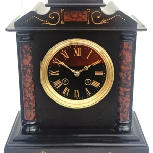Antique English Twin Fusee Bracket Clock Arched Top Inlaid 8 Day Fusee Striking Mantel Clock