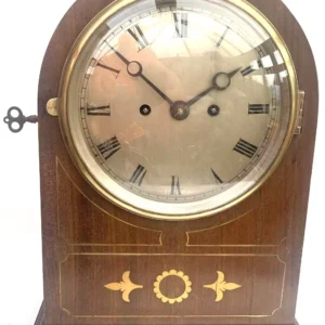 Antique English Twin Fusee Bracket Clock Arched Top Inlaid 8 Day Fusee Striking Mantel Clock, view 2