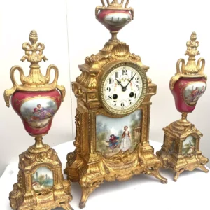 Superb Antique French Mahogany 8-Day Mantel Clock French Striking Bracket Clock With Gallery Top, view 2