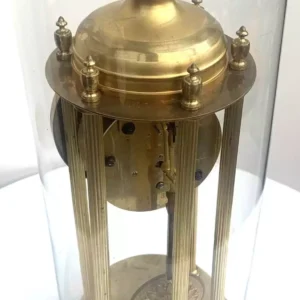 Vintage Skeleton Mantel Clock, Architectural Bandstand Timepiece Mantle Clock Under Dome, view 2