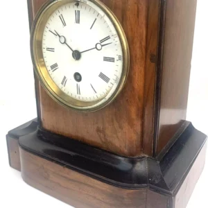 Antique French Walnut & Ebonised Bracket Clock, Timepiece 8-Day Mantle Clock C1900, view 2