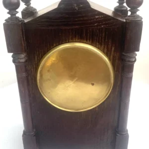 Impressive Solid Oak Timepiece Mantel Clock Carved & Ormolu Decoration, view 2