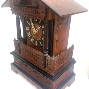 Rare Cuckoo Mantel Clock, German Black Forest Carved Bracket Clock, view 2