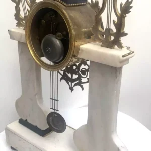 French Empire Marble Portico Clock Pillar Striking 8-Day Mantel Clock by Signed, view 2