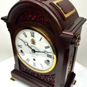 Incredible Burr Walnut & Blood Mahogany Architectural French Mantel Clock