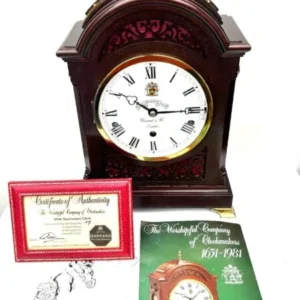 Incredible Burr Walnut & Blood Mahogany Architectural French Mantel Clock, view 2