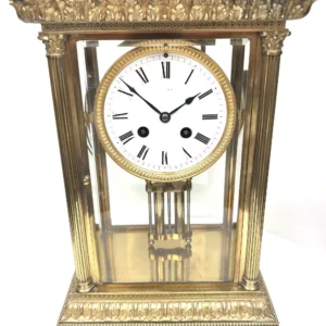 Antique French Empire Marble Portico Clock Pillar Striking 8-Day Mantel Clock by Signed, view 2