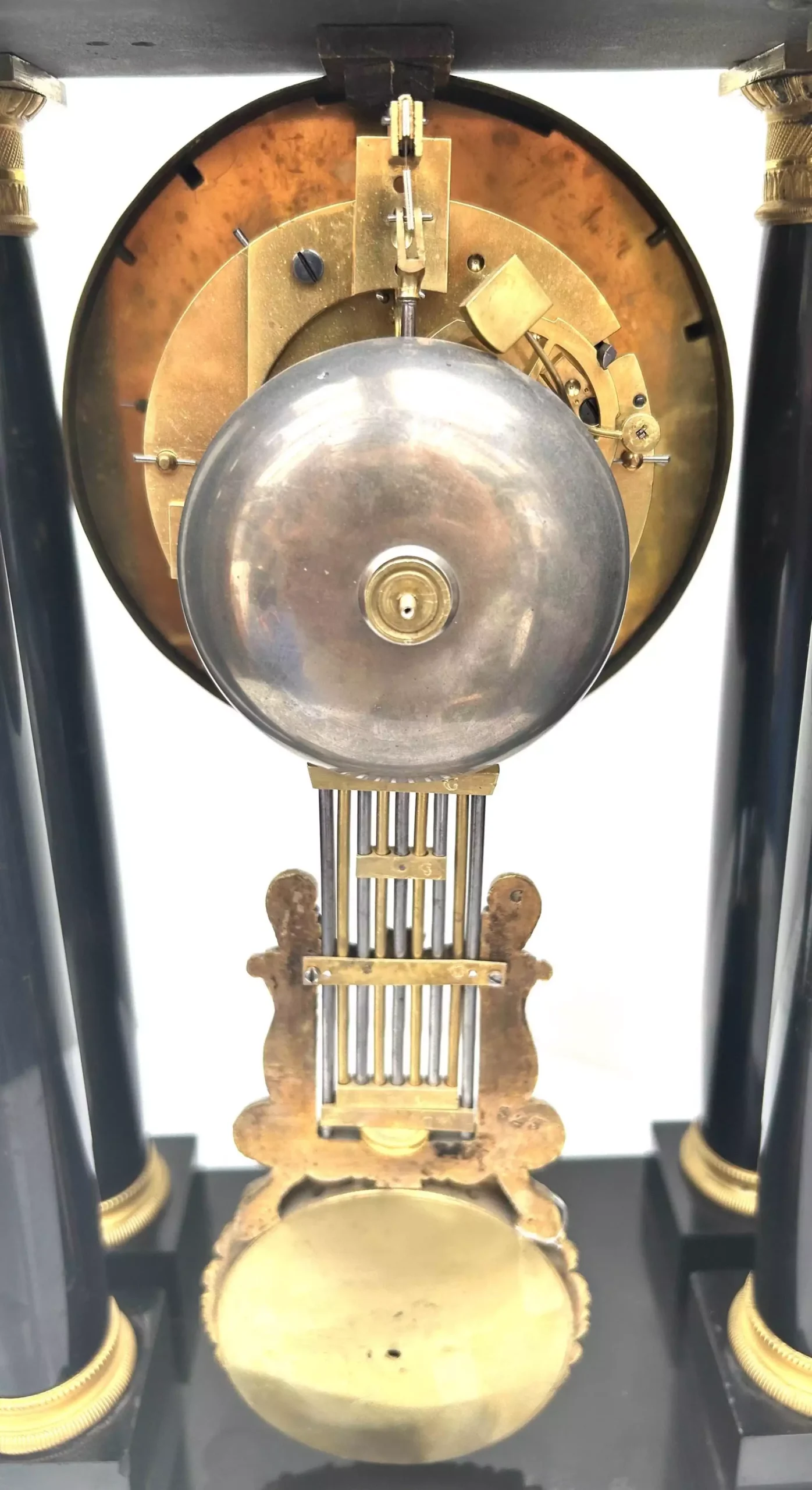French Empire Portico Clock With Barley Twist Columns Striking 8-Day Mantel Clock