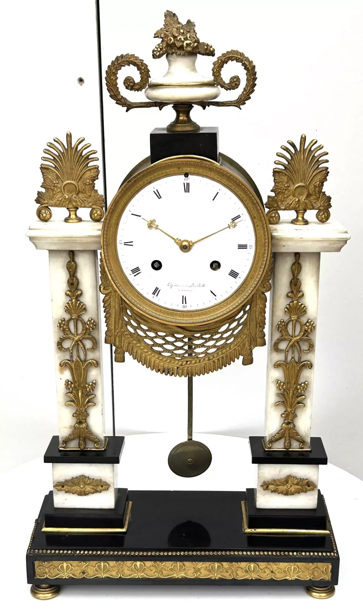 French Empire Portico Clock With Barley Twist Columns Striking 8-Day Mantel Clock, view 5