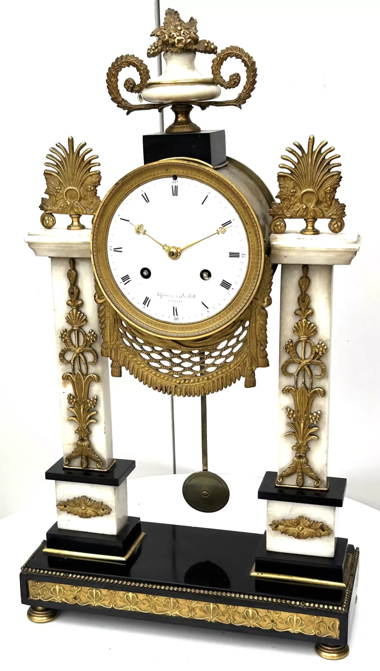 French Empire Portico Clock With Barley Twist Columns Striking 8-Day Mantel Clock, view 4