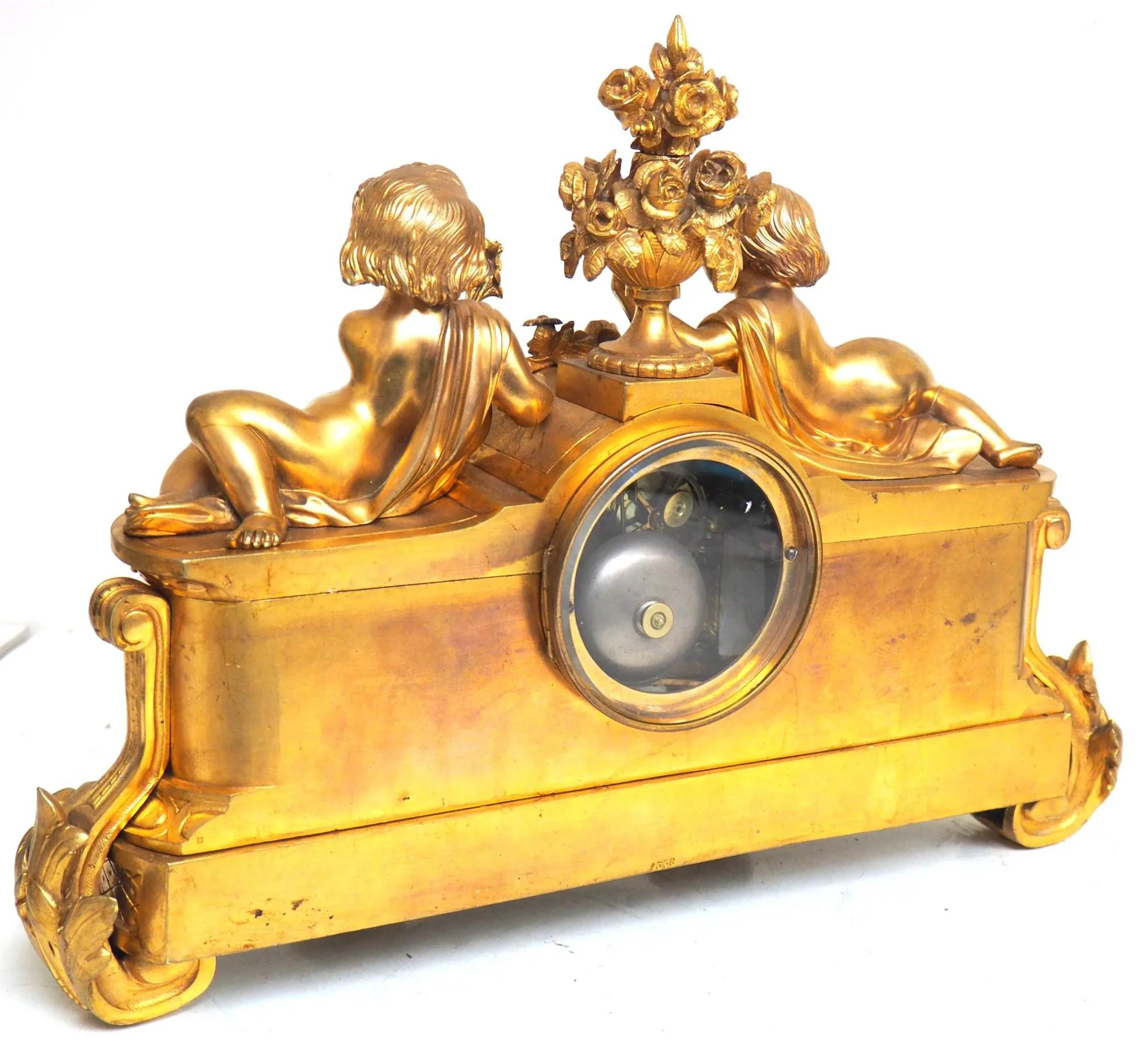 French Antique Mantel Clock, 8-Day Taj Mahal Carved Mantle Clock C1860